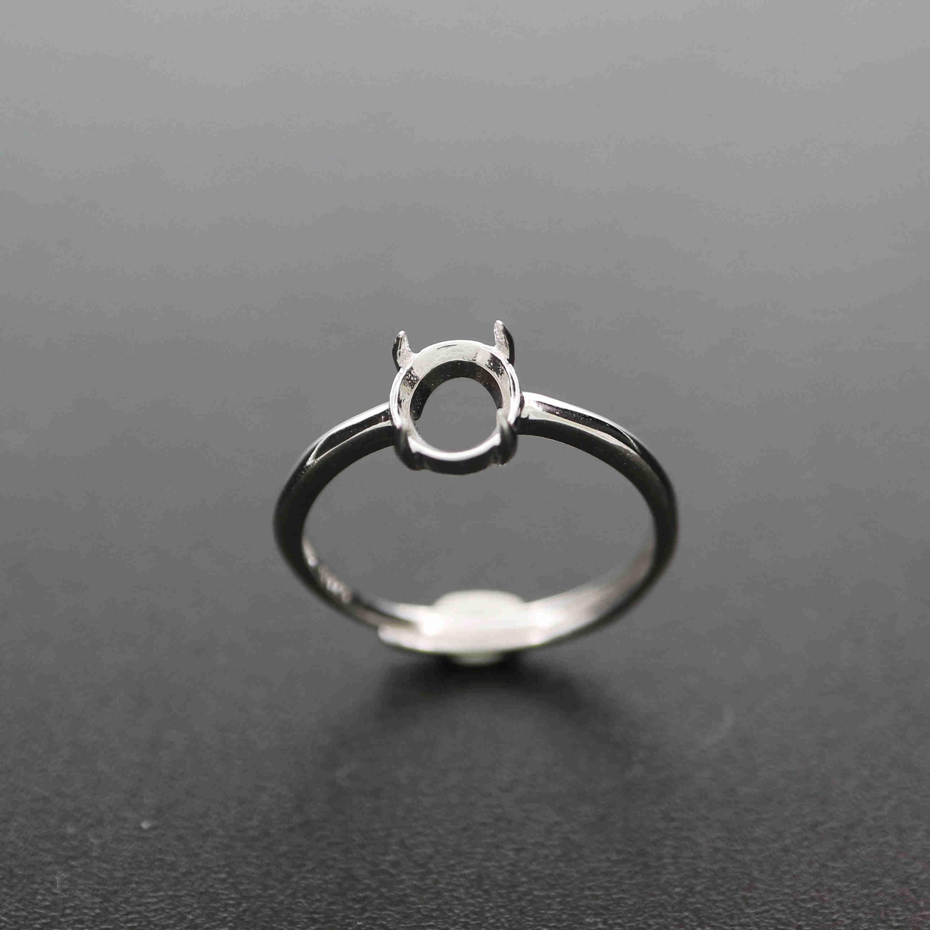 1Pcs Mulitiple Size Rose Gold 925 Sterling Silver Oval Ring Settings For Flat Back Cabochon DIY Prong Ring Bezel 1224007 - Click Image to Close